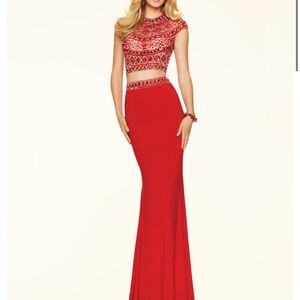 Mori Lee Red Beaded Prom Dress #98034